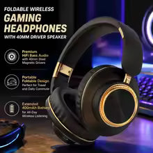 Foldable Wireless Bluetooth Headphones Over Ear Gaming Headset