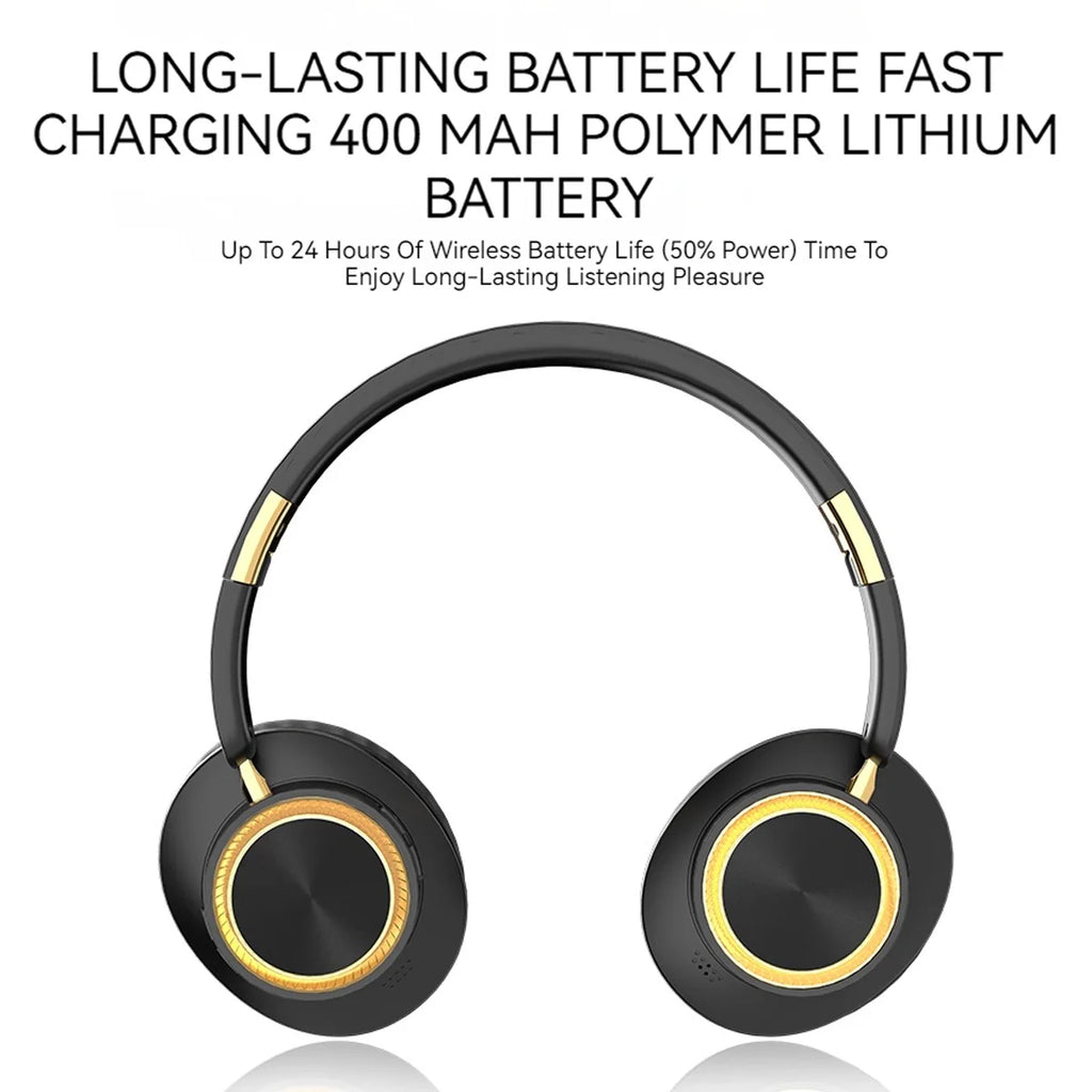 Foldable Wireless Bluetooth Headphones Over Ear Gaming Headset