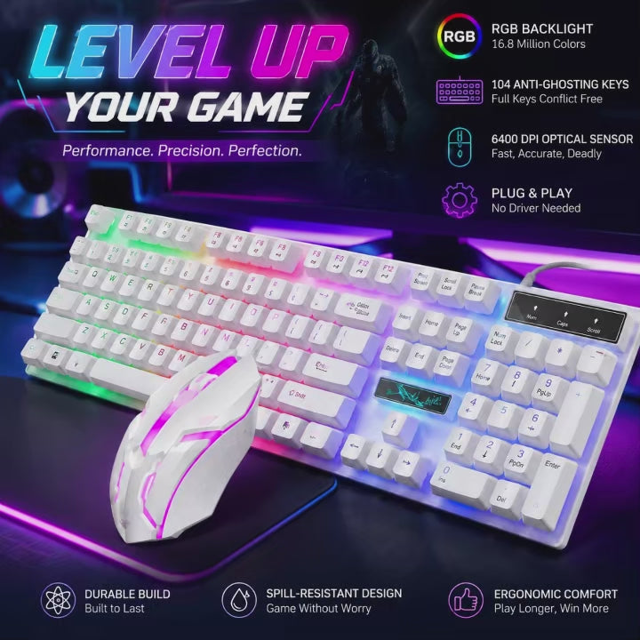RGB Backlit Wired Mechanical Gaming Keyboard and Mouse Combo